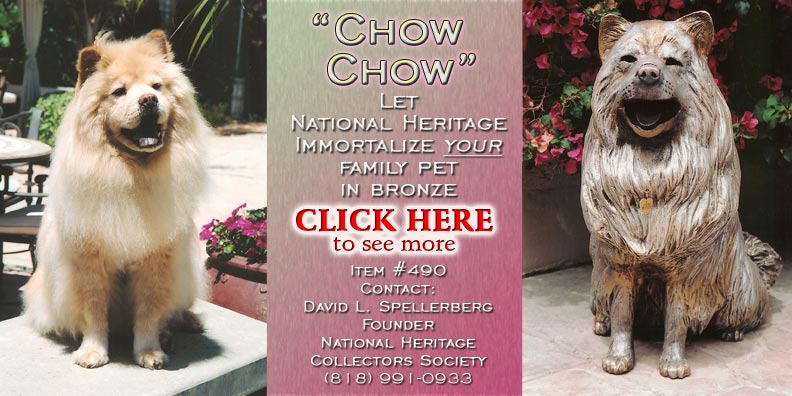 bronze dog memorial statue, chow chow statue, chow chow statues